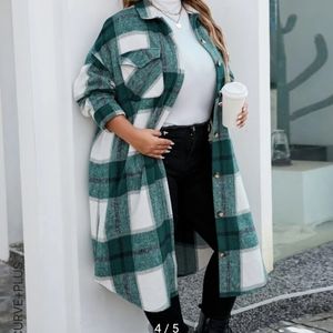 New in package plus size green plaid jacket
